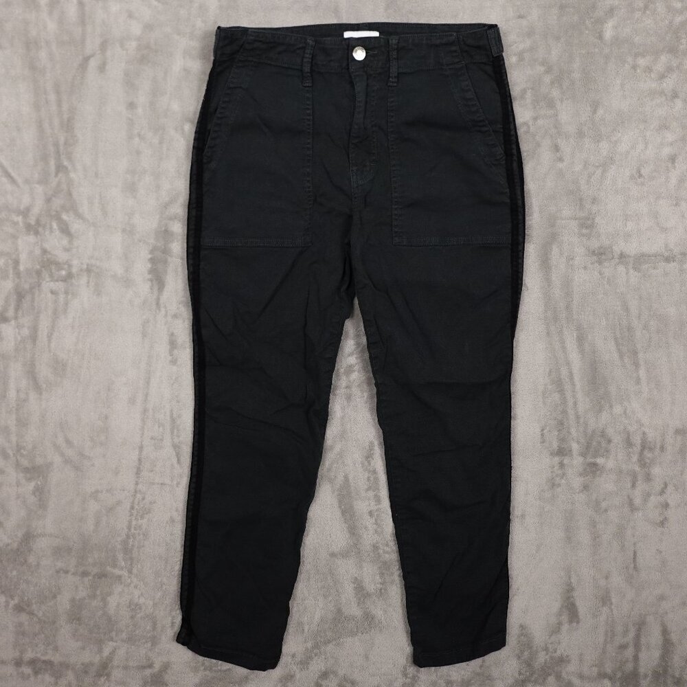 Pistola jeans high rise crop striped leg women's 29 dark green patch pockets